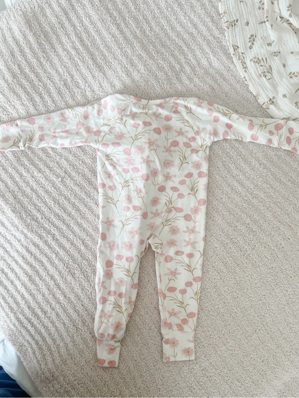 Little and Fern cream and pink floral romper 6-12 months